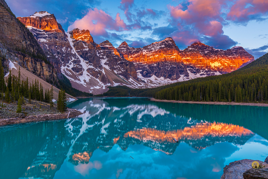 Moraine Lake sunset Banff Alberta  Print