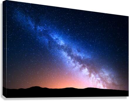 Night landscape with colorful Milky Way and y  Canvas Print