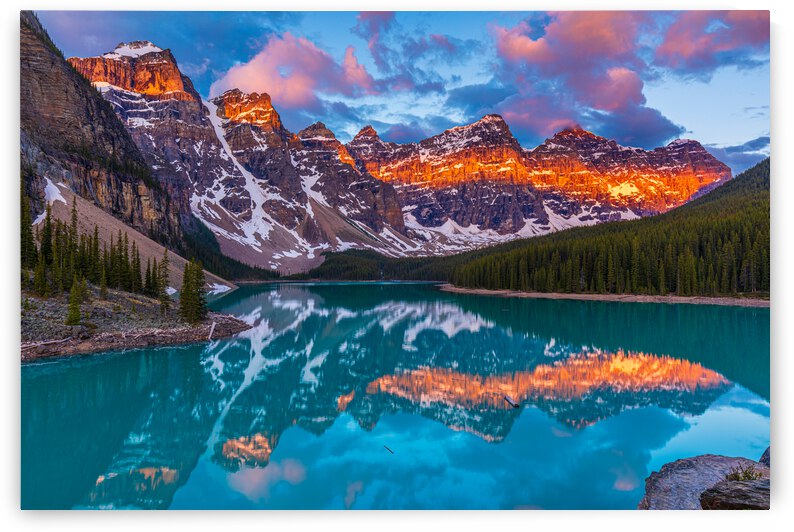 Moraine Lake sunset Banff Alberta by JesseLeonard